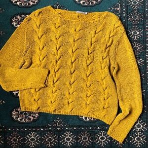 COS mustard knit cropped sweater // SZ S